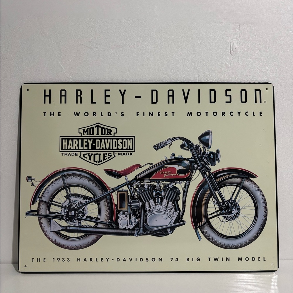 Harley-Davidson 1933 74 Big Twin Vintage Metal Wall Sign